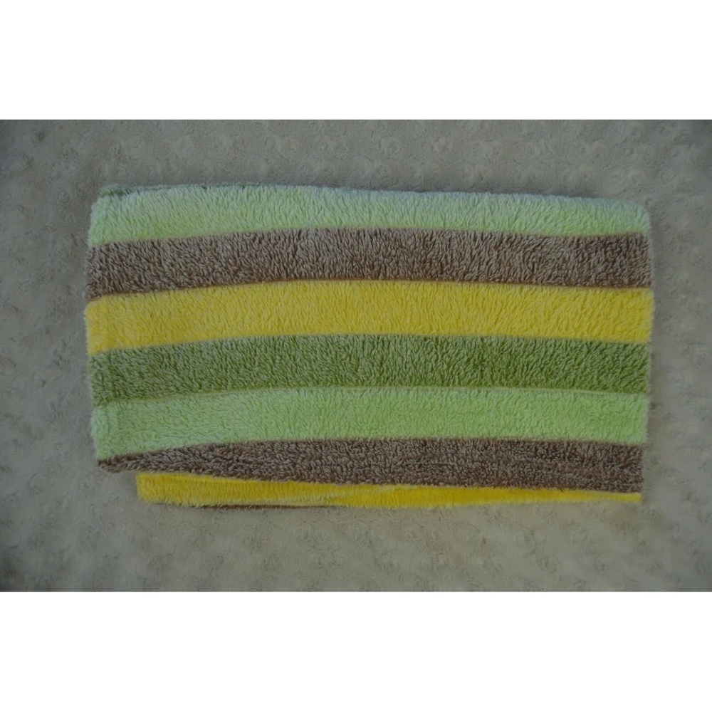 Little Beginnings Yellow Green Brown Stripes Baby Blanket Security Lovey Plush